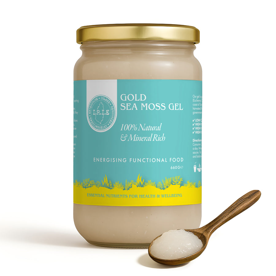 Large Gold St. Lucian Sea Moss Gel – wildcrafted vegan superfood for gut health, immune support, energy, and skin clarity