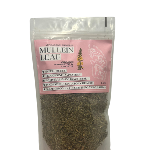 Organic Mullein Leaf Tea – natural herbal remedy for respiratory health, mucus relief, anti-inflammatory, anti-viral support