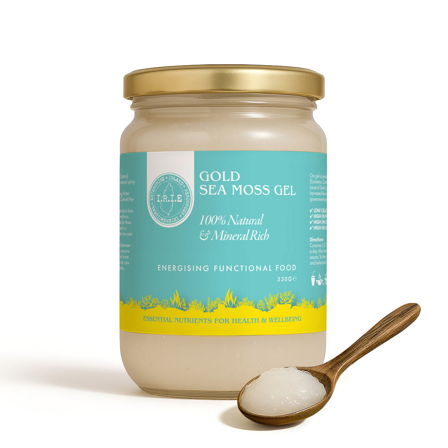Medium Gold Sea Moss Gel – premium wildcrafted St. Lucian sea moss for daily wellness, natural vitality, and skin nourishment