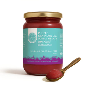 Medium Purple Sea Moss Gel – 100% wildcrafted from St. Lucia. A mineral-rich, plant-based superfood for clean energy, gut balance, and skin support.